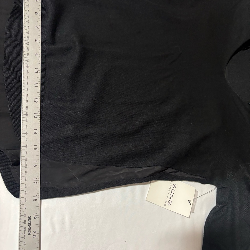 ALFRED SUNG Black V-Neck Long Sleeve Layered-Hem Top‎ - Picture 9 of 10
